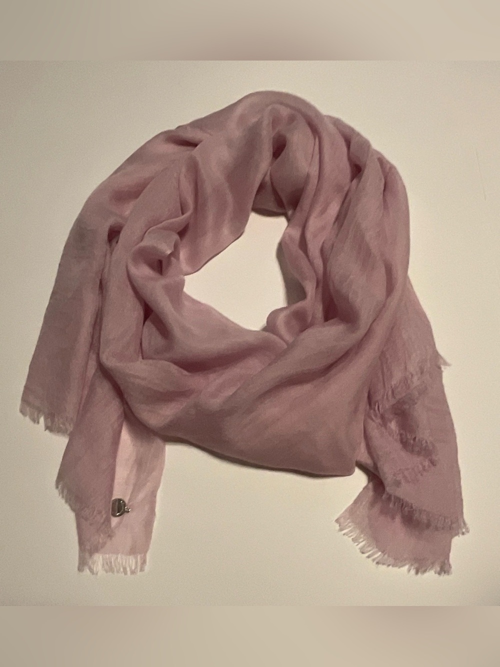 Calvin Klein Pink Solid Acrylic Rectangle Scarf Wrap w/ Fringe Logo 74x28